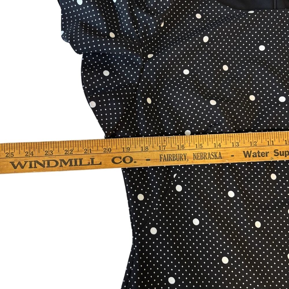 Lauren Ralph Lauren Dress 14 Bias-Cut Ruffled Sleeves & Hem Polka Dot Feminine - Picture 8 of 13